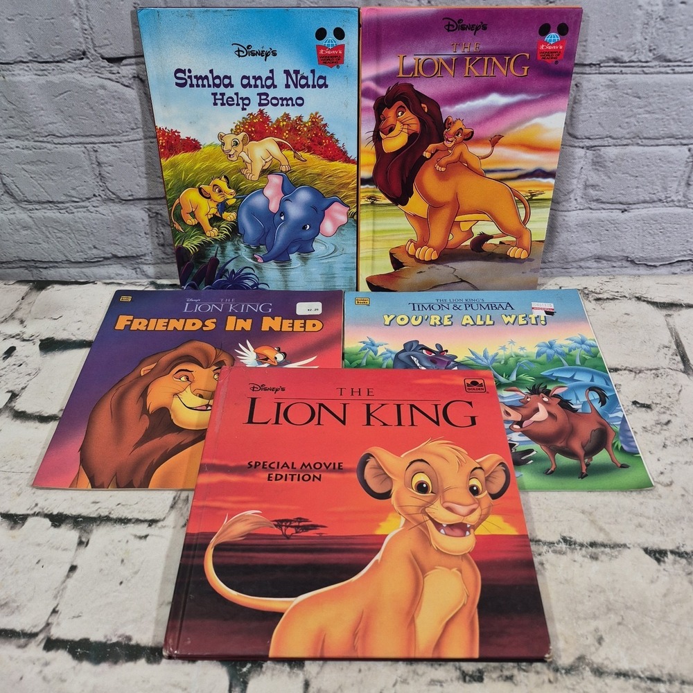 Disney Lion King Books Lot of 5 Hardcover Softcover Golden Books Simba Timon